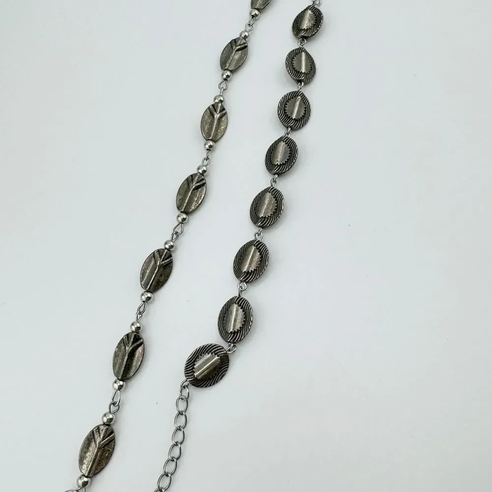 Vintage Two Southwestern Silver Tone Wave Bracelets Boho Chic Rustic Charm
